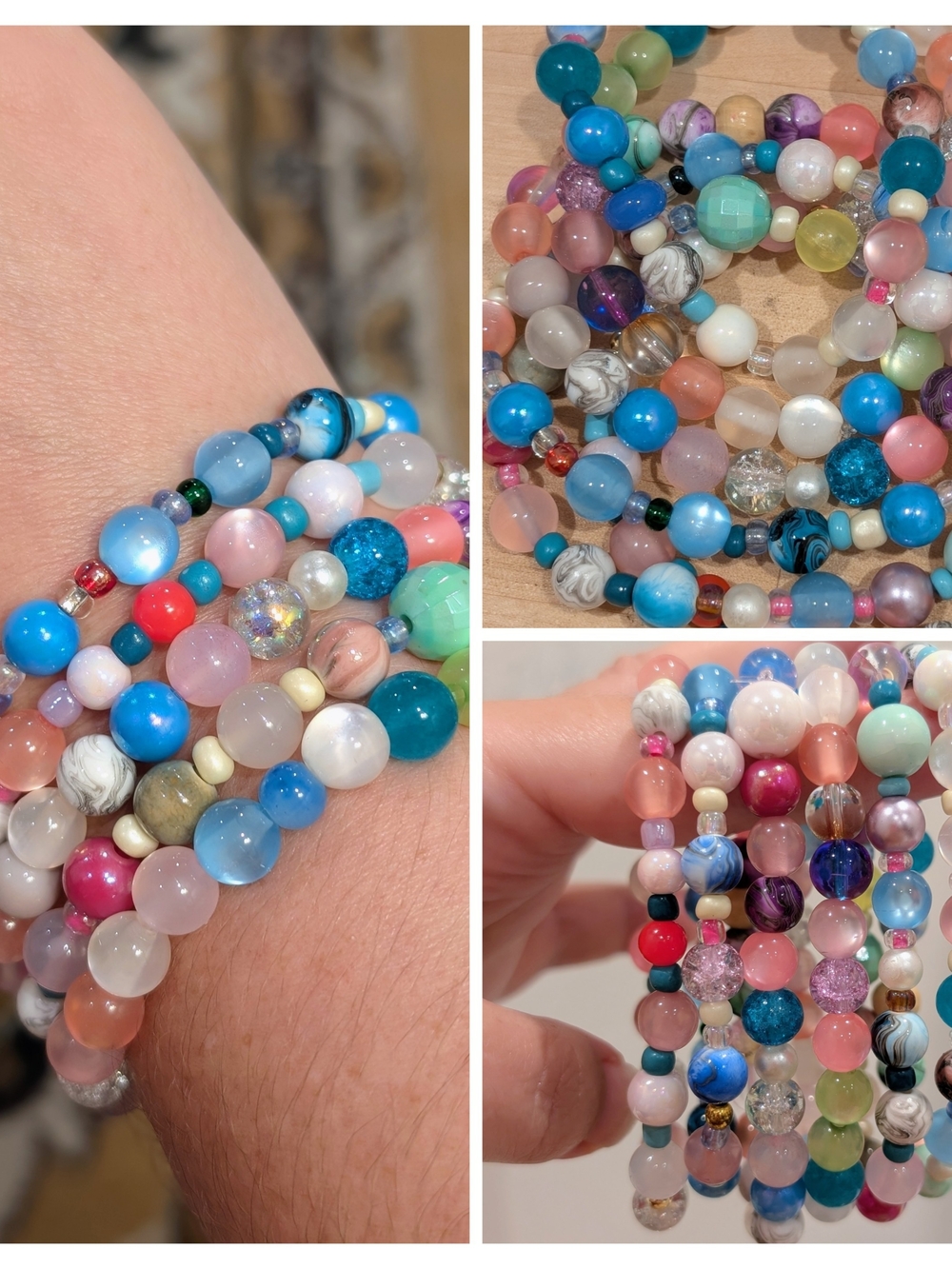 Custom Multicolor Beaded Stretch Bracelet
